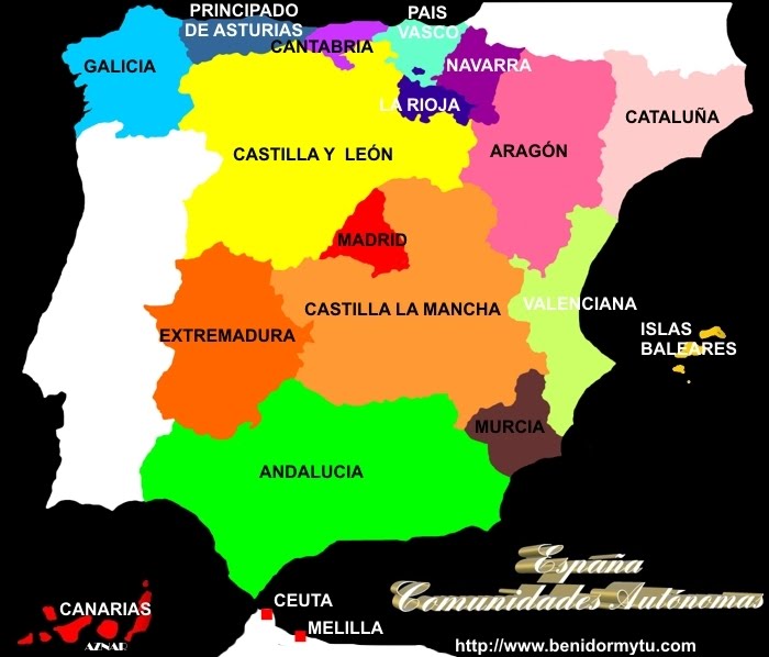 Resultado de imagen de mapa das comunidades autonomas de españa